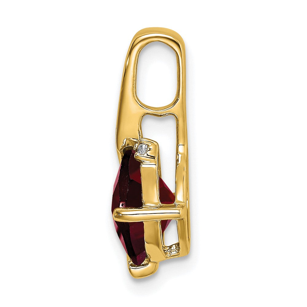 14k Cushion Garnet and Diamond Pendant