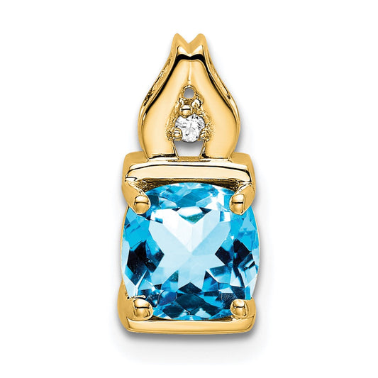 14k Blue Topaz and Diamond Pendant