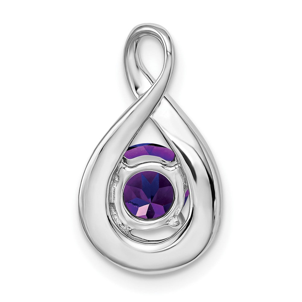 14k White Gold Amethyst and Diamond Pendant