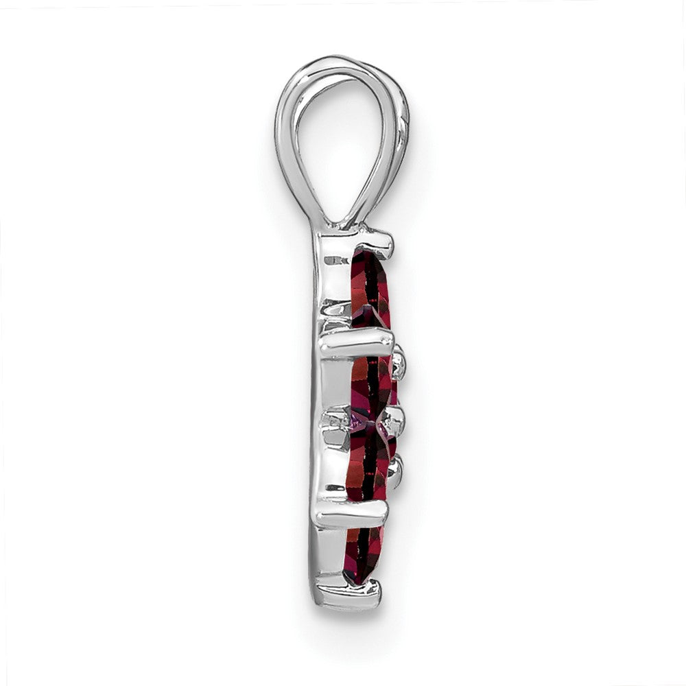 14k White Gold Garnet Floral Pendant