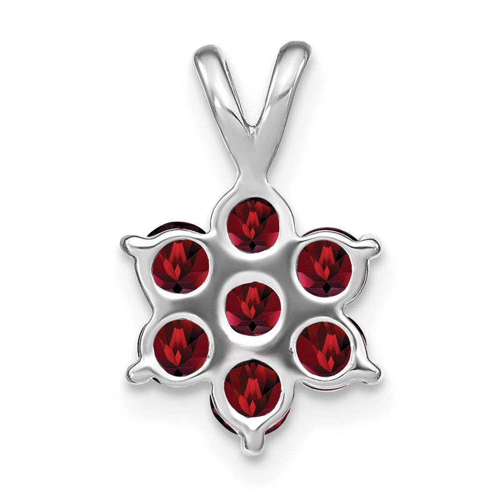 14k White Gold Garnet Floral Pendant