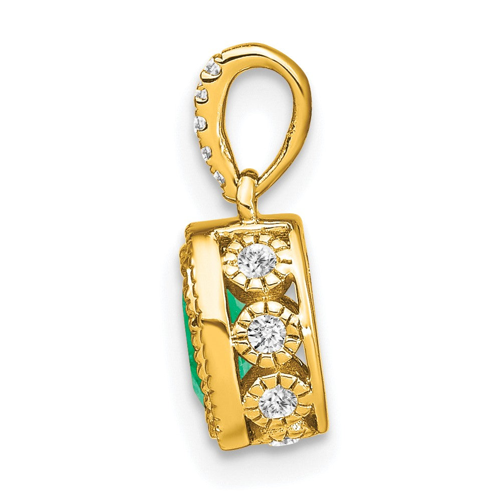 14k Oval Emerald and Diamond Pendant