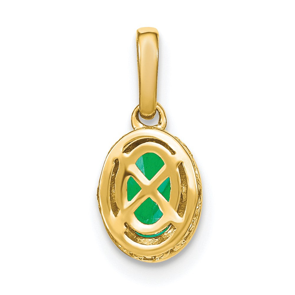 14k Oval Emerald and Diamond Pendant