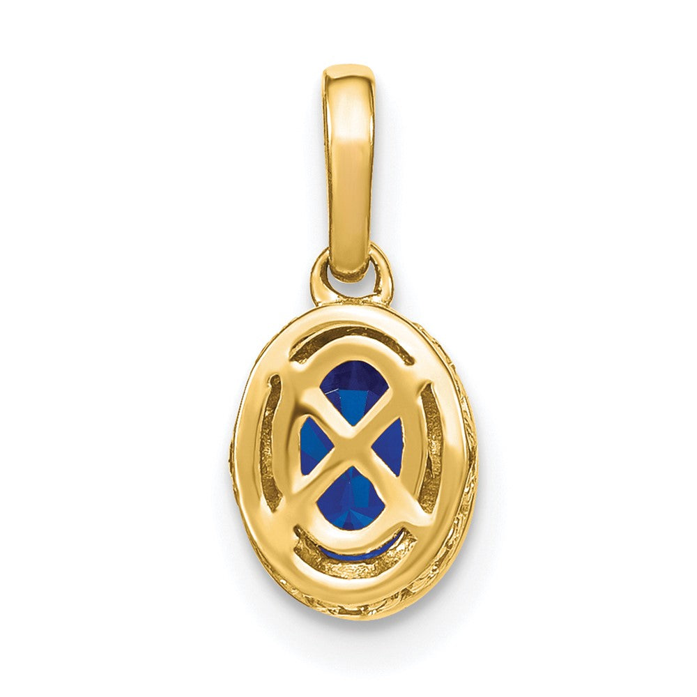 14k Oval Sapphire and Diamond Pendant