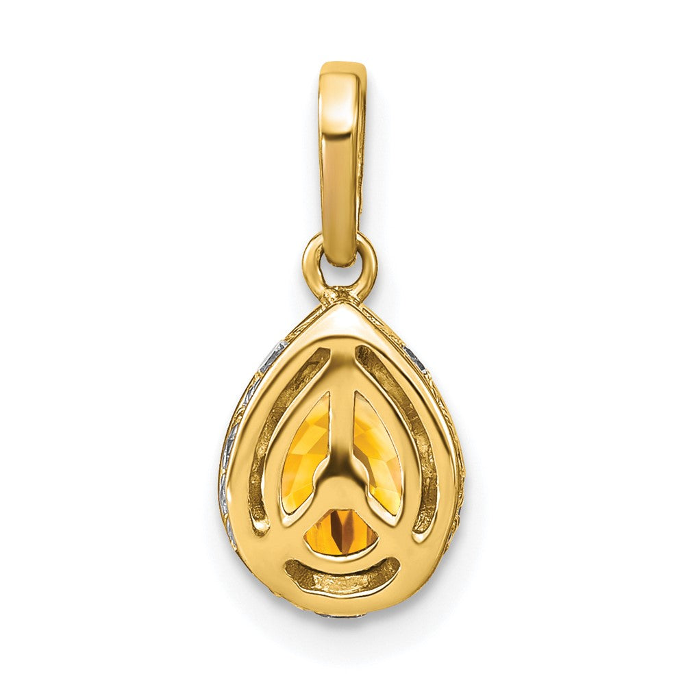 14k Pear Citrine and Diamond Pendant