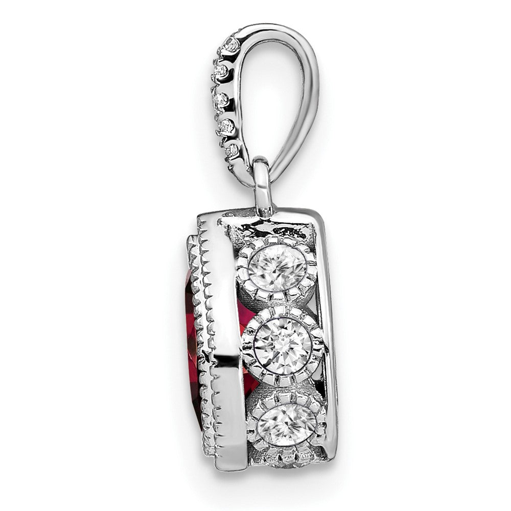 14k White Gold Pear Garnet and Diamond Pendant