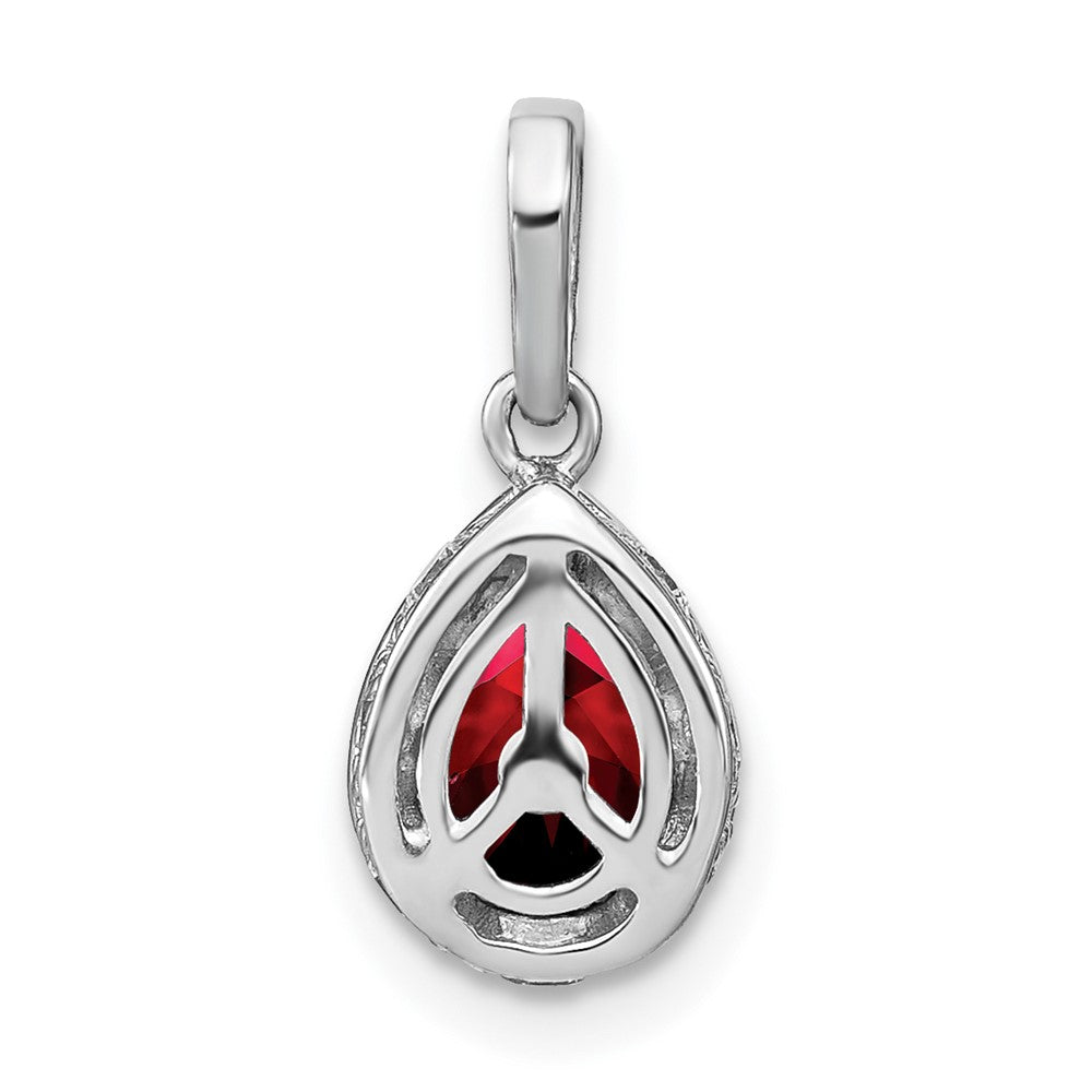 14k White Gold Pear Garnet and Diamond Pendant