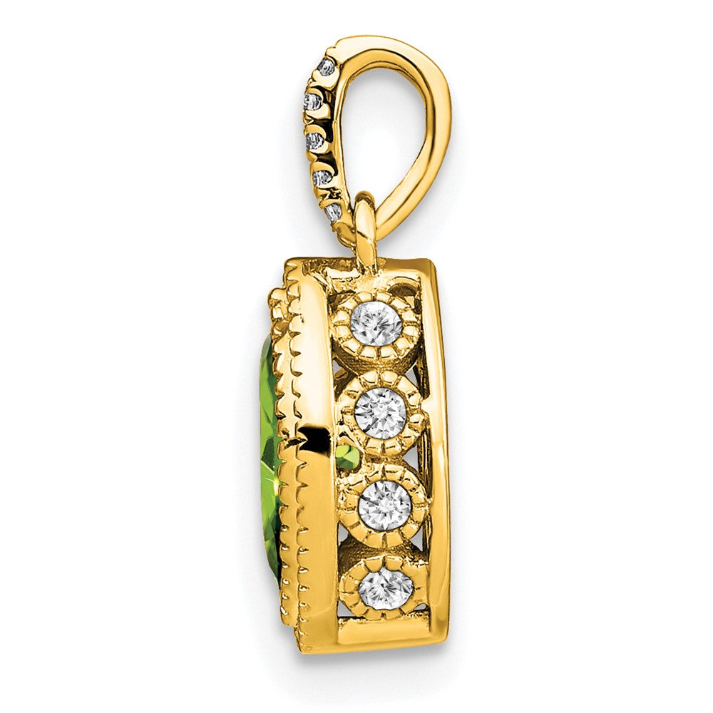 14k Marquise Peridot and Diamond Pendant