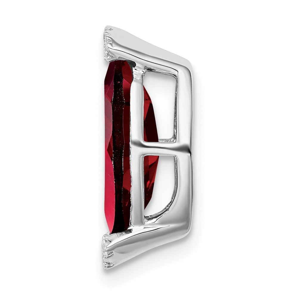 14k White Gold Marquise Garnet and Diamond Chain Slide