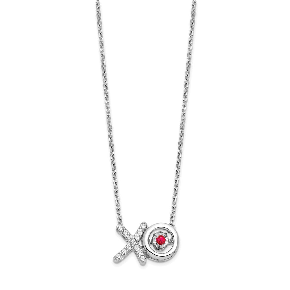 14k White Gold Ruby/Diamond X and O Vibrant Gemstone Necklace
