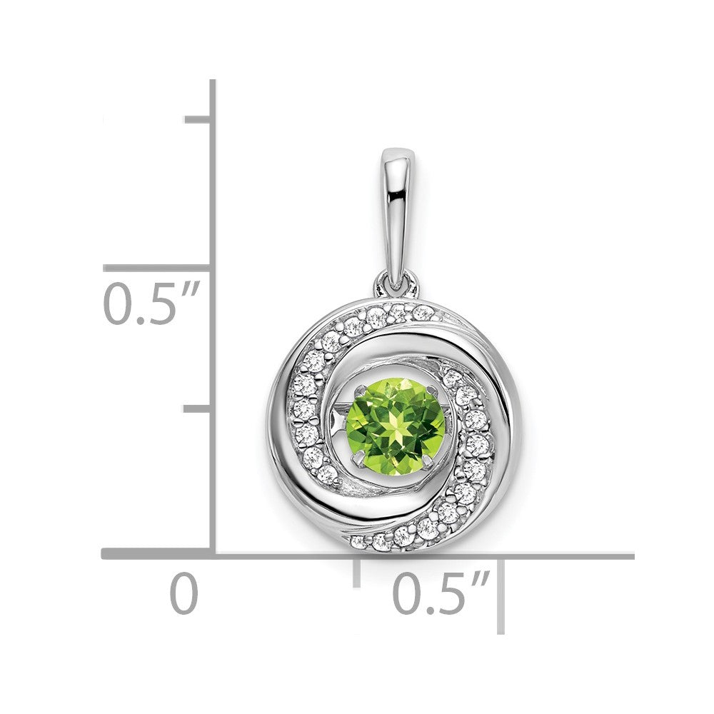 14k White Gold Round Peridot and Diamond Pendant