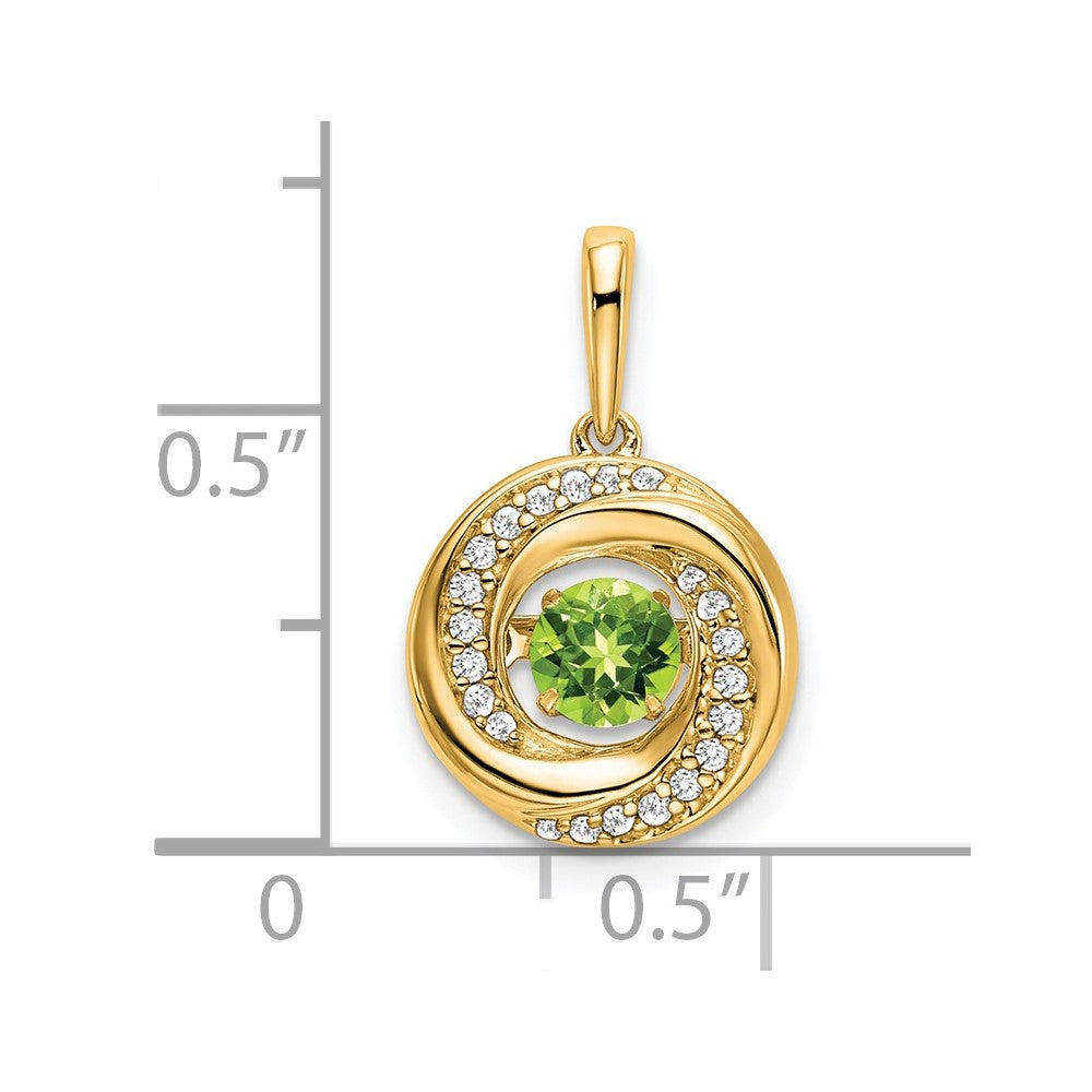14k Round Peridot and Diamond Pendant