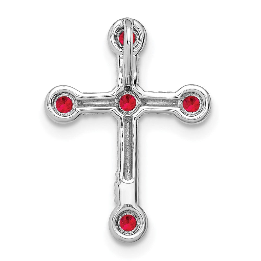14k White Gold Ruby Cross Chain Slide