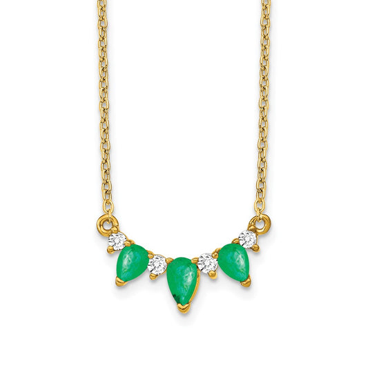 14k Emerald and Diamond 18 inch Necklace