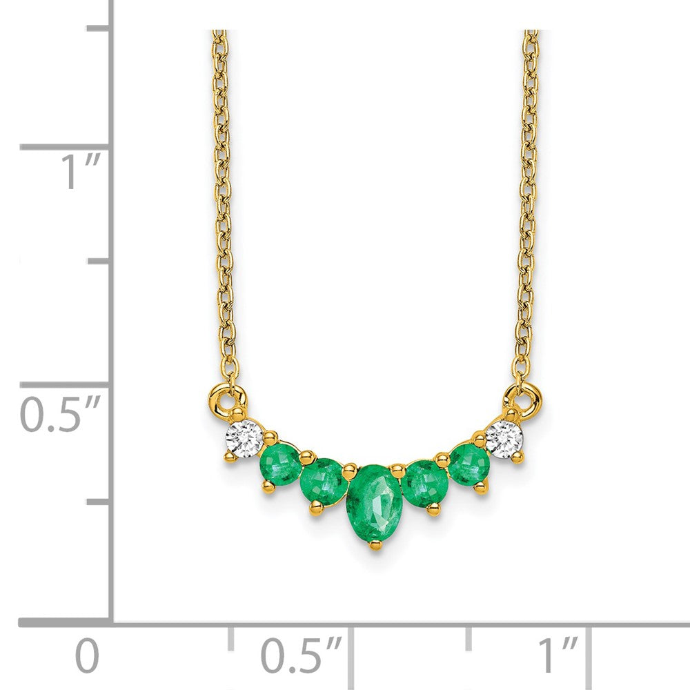 14k Emerald and Diamond 18 inch Necklace