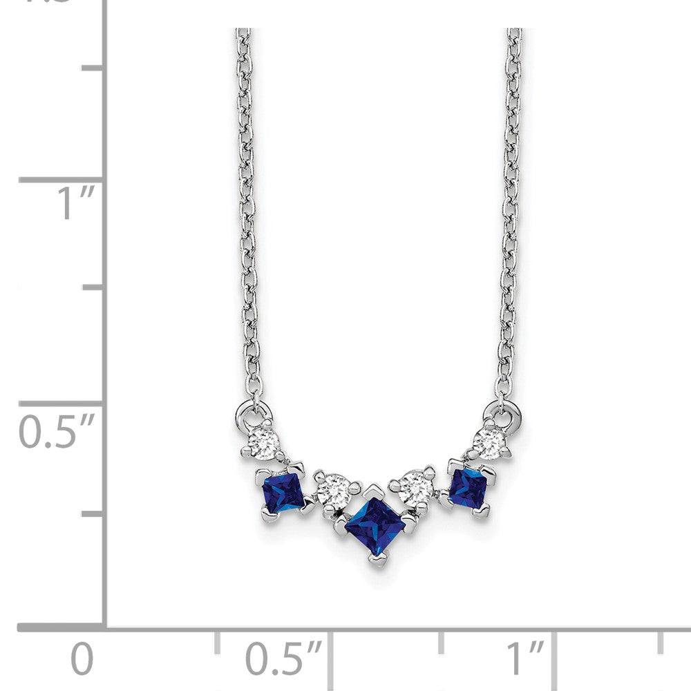 14k White Gold Sapphire and Diamond 18 inch Necklace