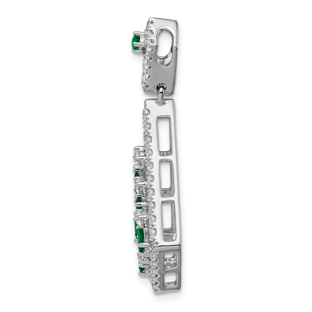 14k White Gold Emerald and Diamond Chain Slide