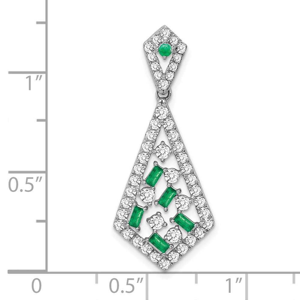 14k White Gold Emerald and Diamond Chain Slide