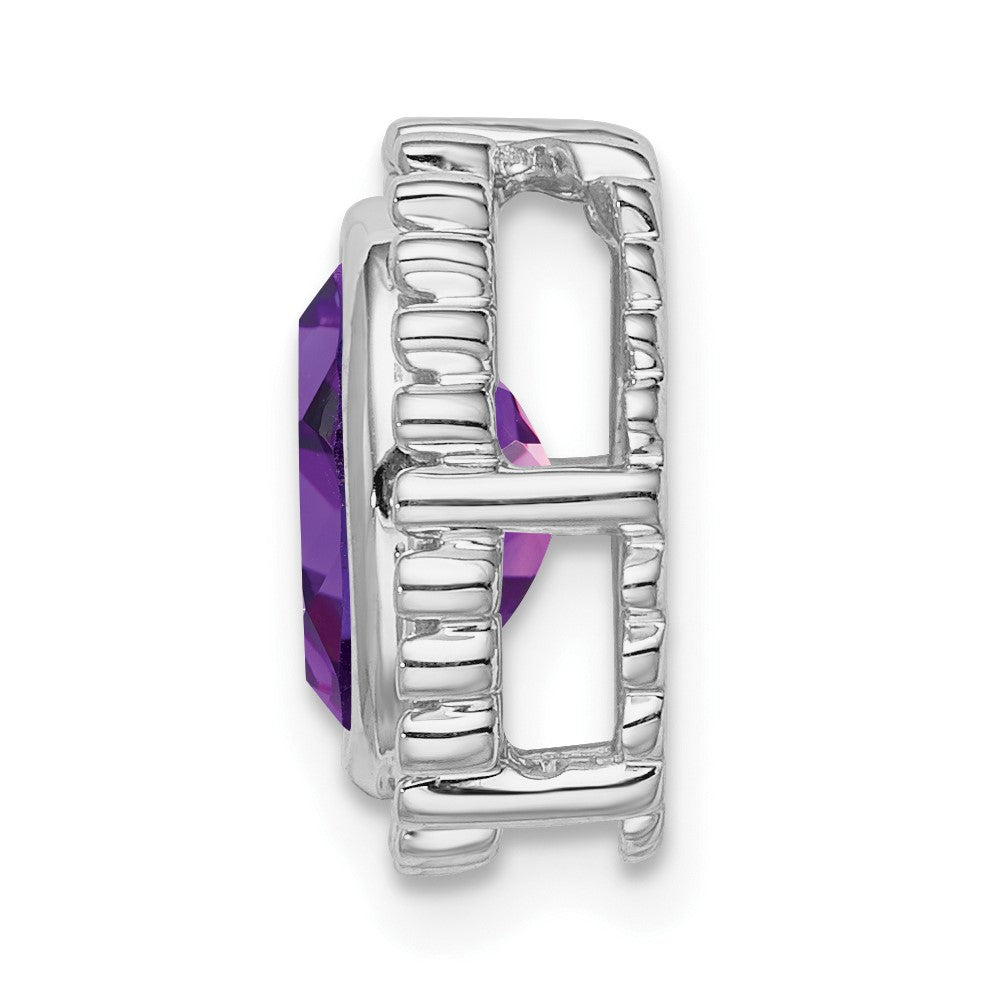14k White Gold Oval Amethyst Chain Slide