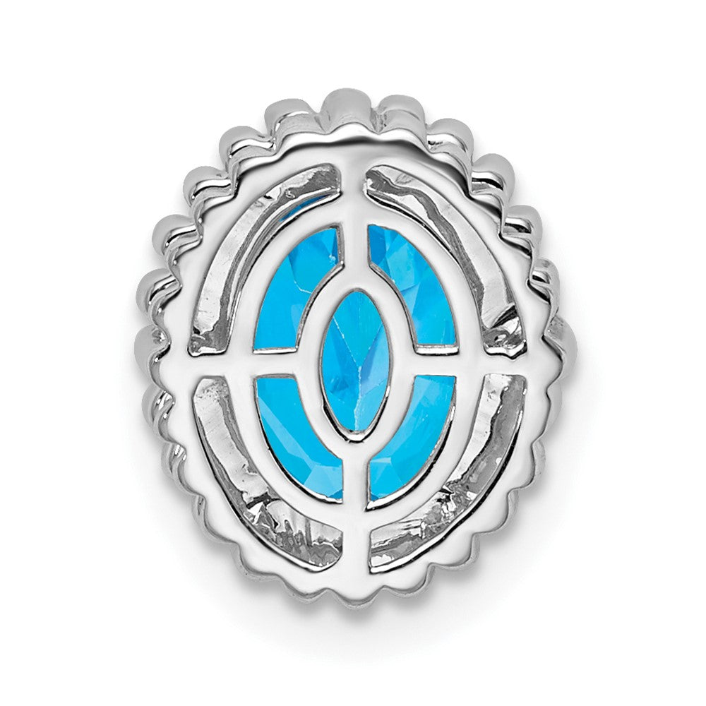 14k White Gold Oval Blue Topaz Chain Slide