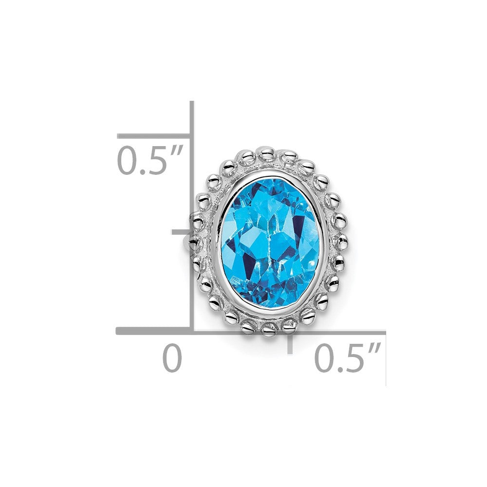 14k White Gold Oval Blue Topaz Chain Slide