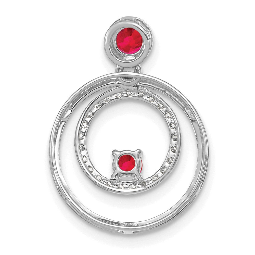 14k White Gold Ruby and Diamond Circles Pendant