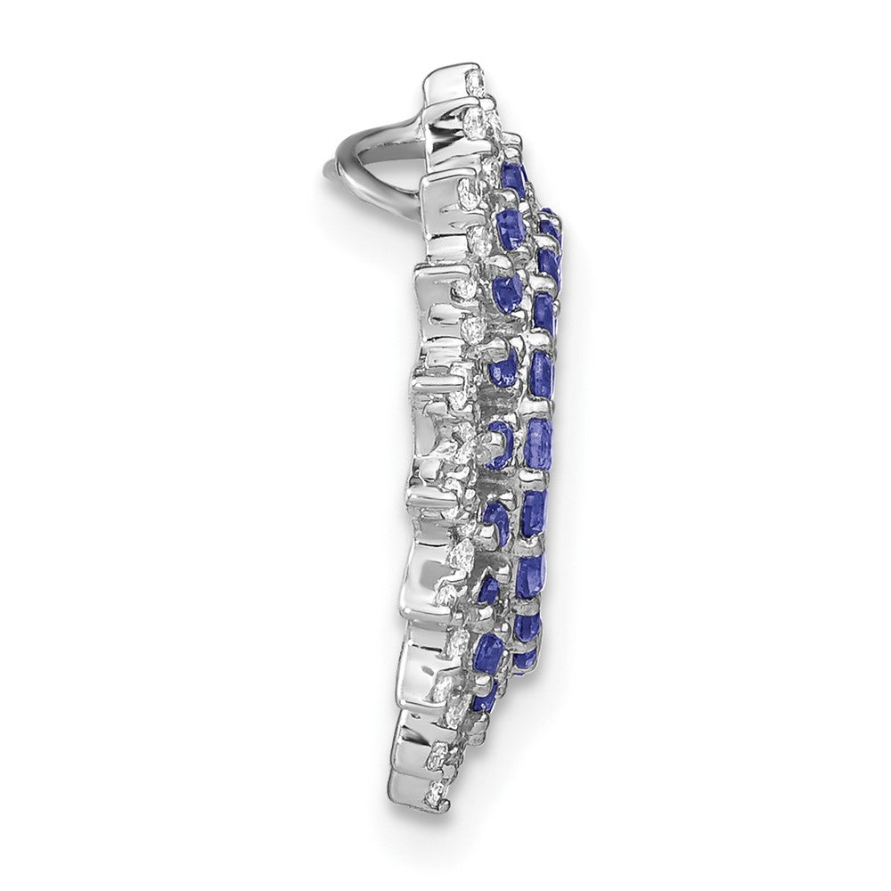 14k White Gold Tanzanite and Diamond Sunburst Chain Slide