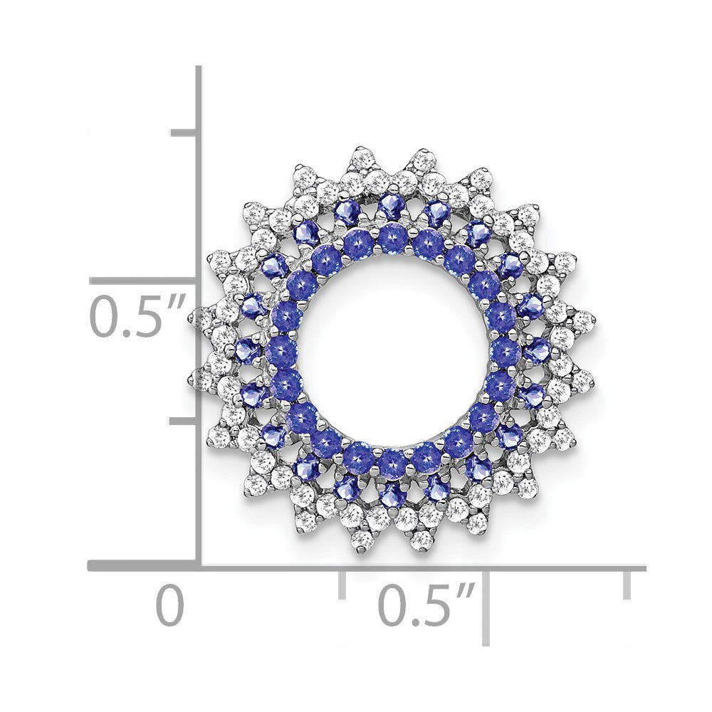 14k White Gold Tanzanite and Diamond Sunburst Chain Slide