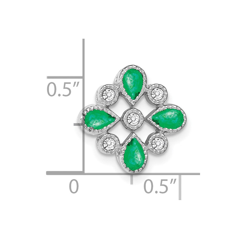 14k White Gold Emerald and Diamond Chain Slide