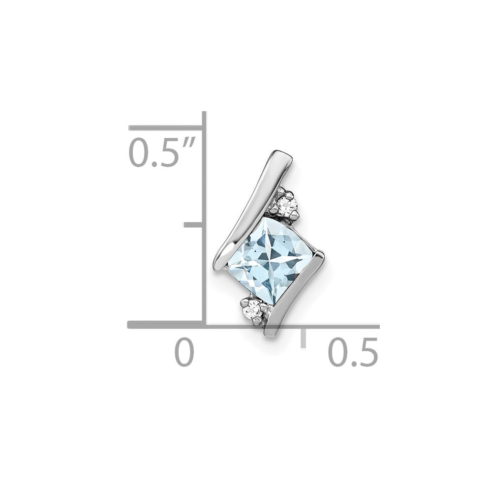 14K White Gold  Cushion Aquamarine and Diamond Chain Slide