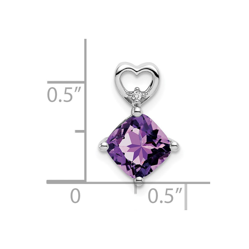 14k White Gold Amethyst and Diamond Heart Chain Slide