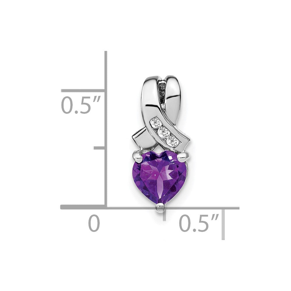 Sterling Silver Rhodium-plated Amethyst and Diamond Pendant