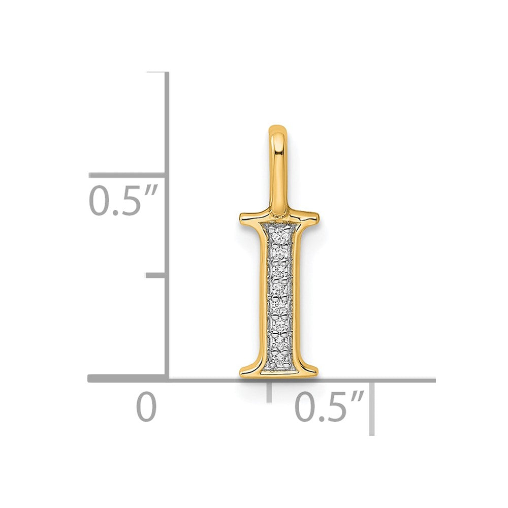 14k Diamond Letter I Initial Pendant