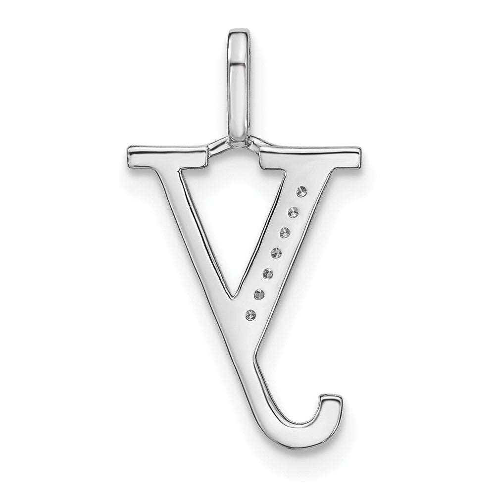 14K White Gold Diamond Lower Case Letter Y Initial Pendant