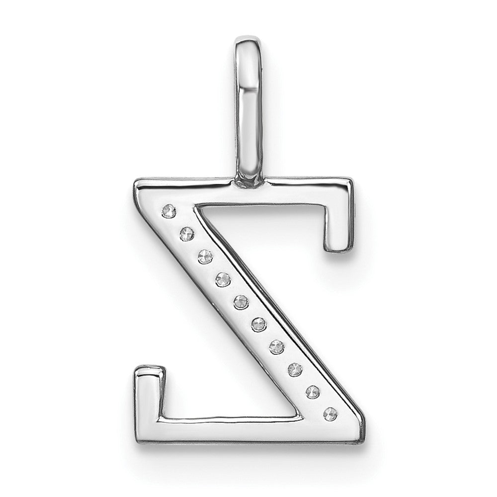 14K White Gold Diamond Lower Case Letter Z Initial Pendant
