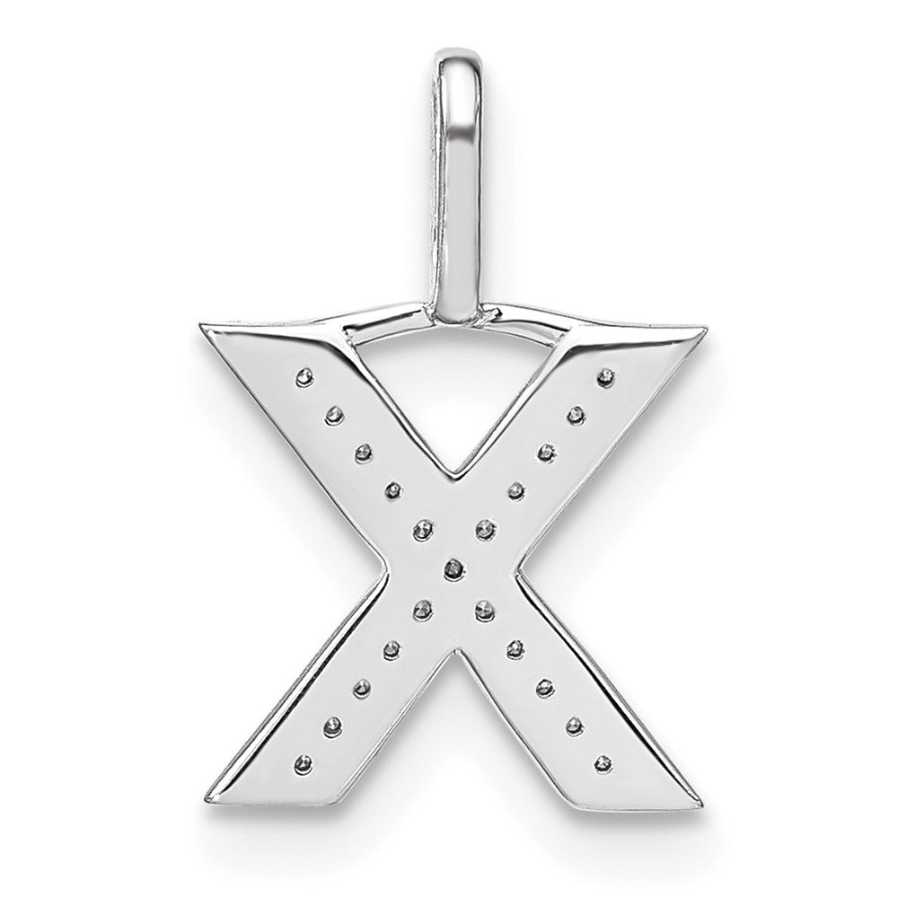 14K White Gold Diamond Lower Case Letter X Initial Pendant