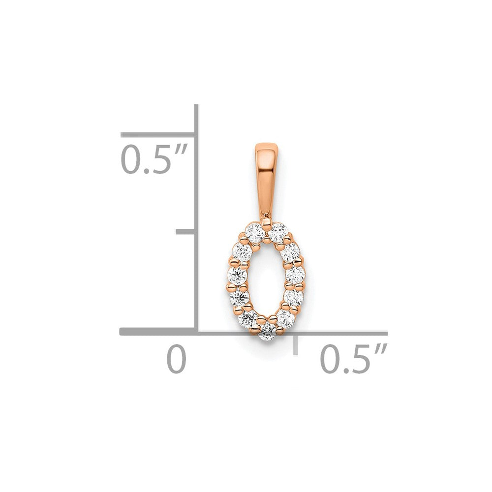14k Rose Gold Diamond Number 0 Pendant