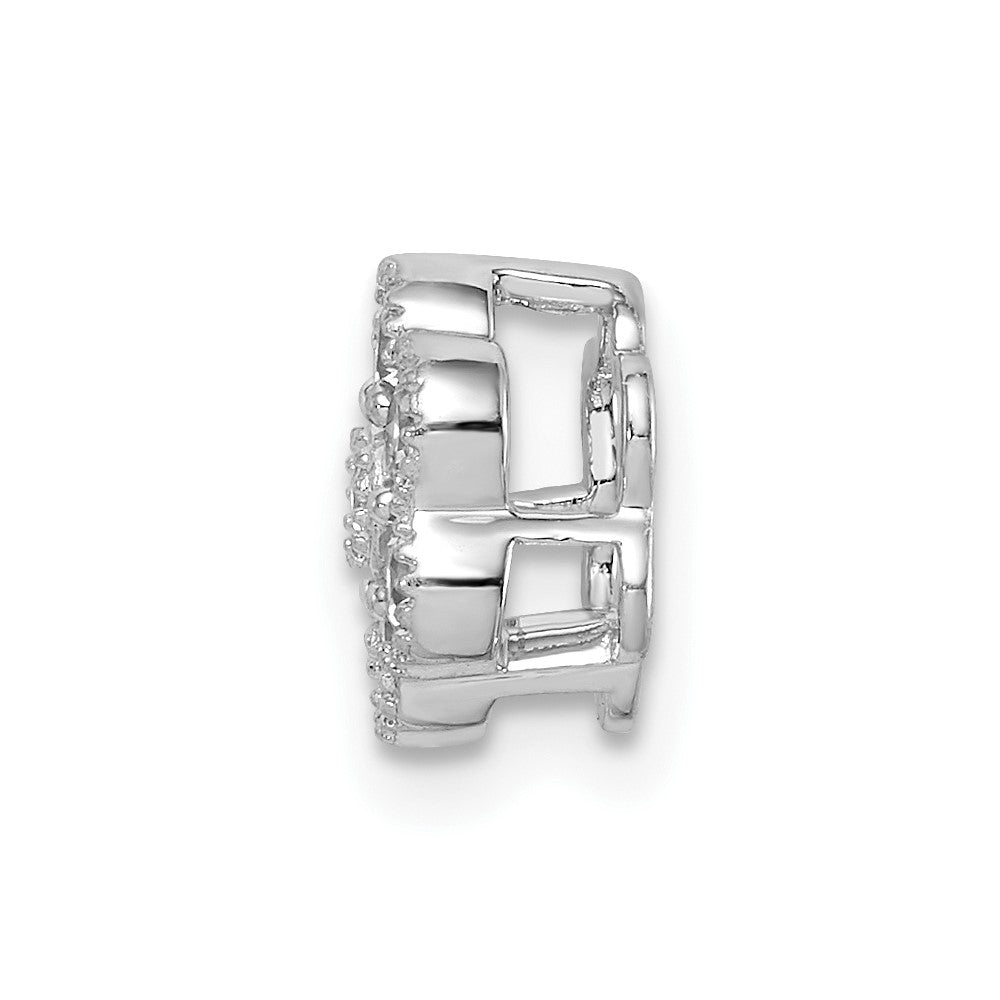 14k White Gold Floral Diamond Chain Slide