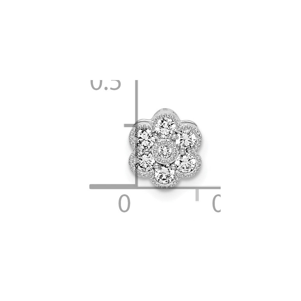 14k White Gold Floral Diamond Chain Slide