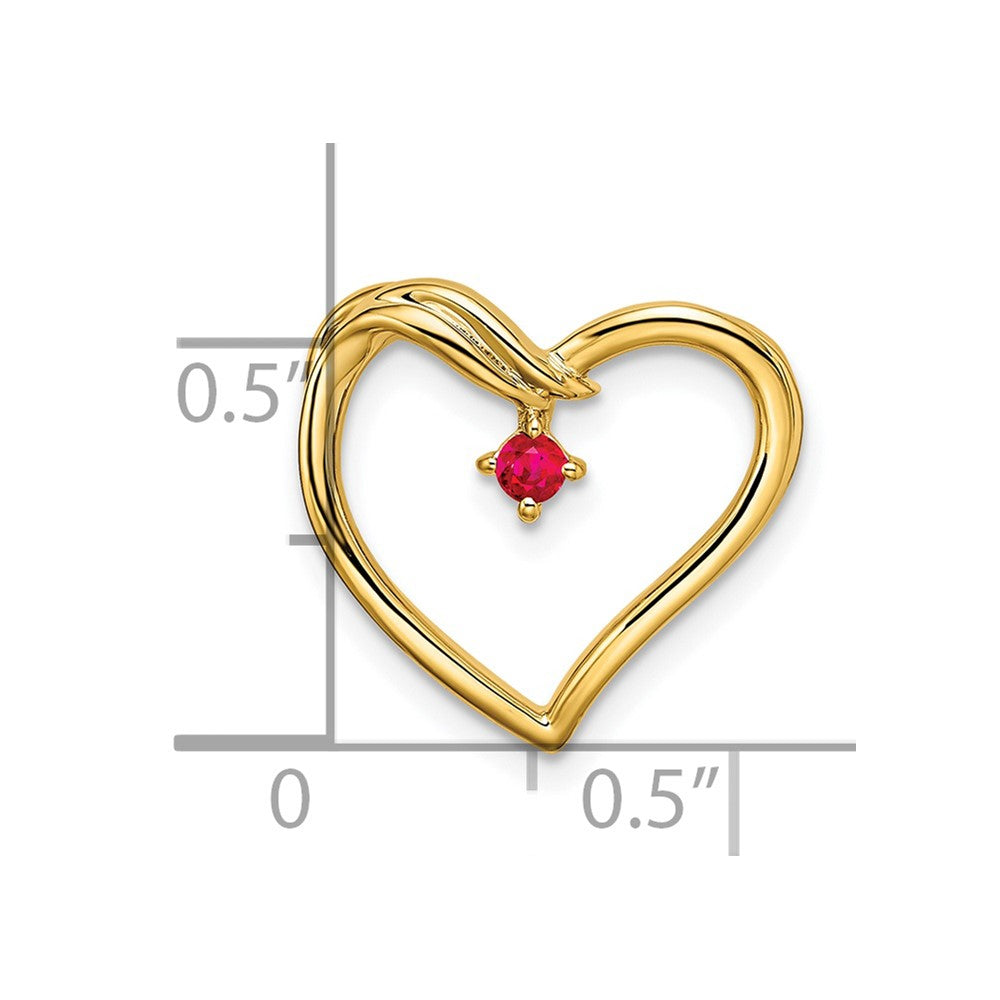 14k Polished Ruby Heart Chain Slide