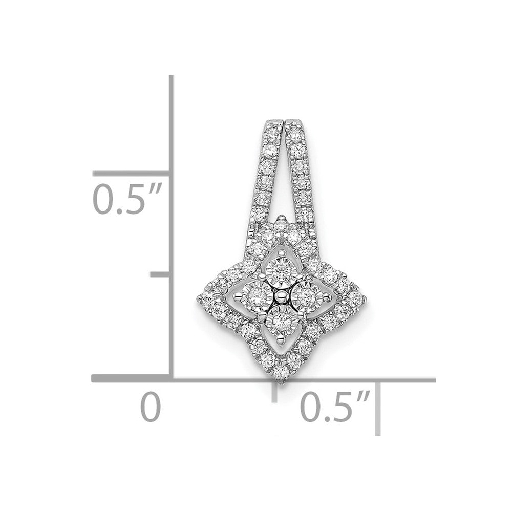 14k White Gold Polished Fancy Diamond Chain Slide