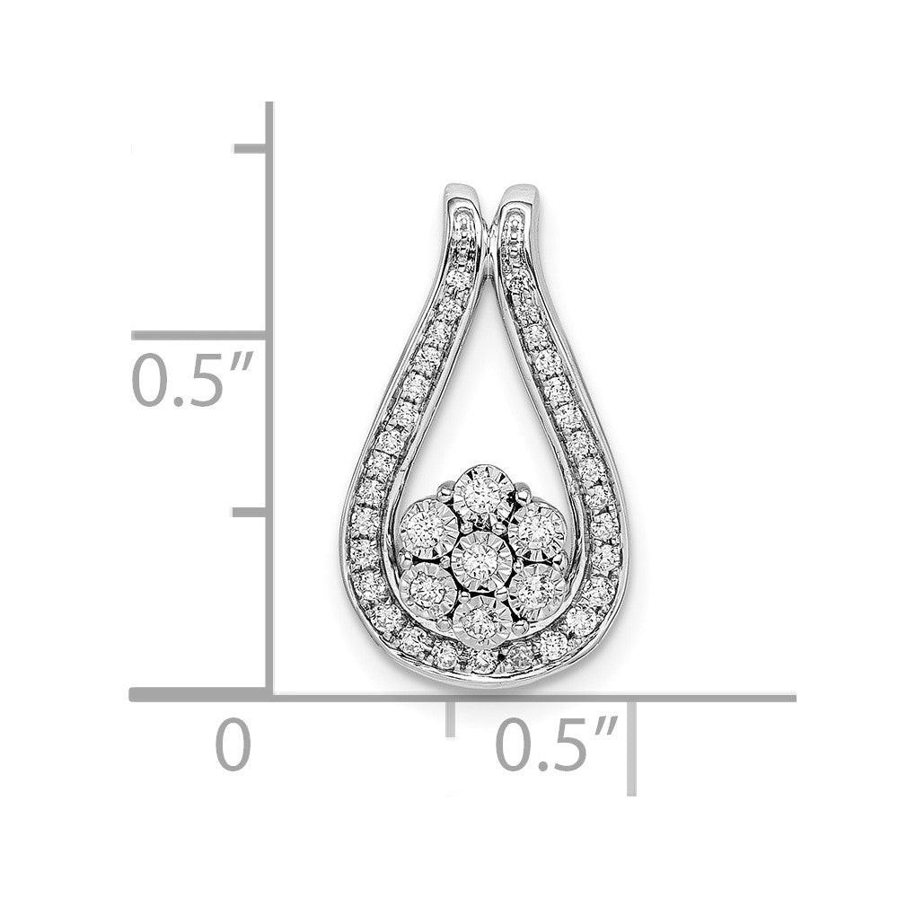 14k White Gold Polished Fancy Diamond Slide