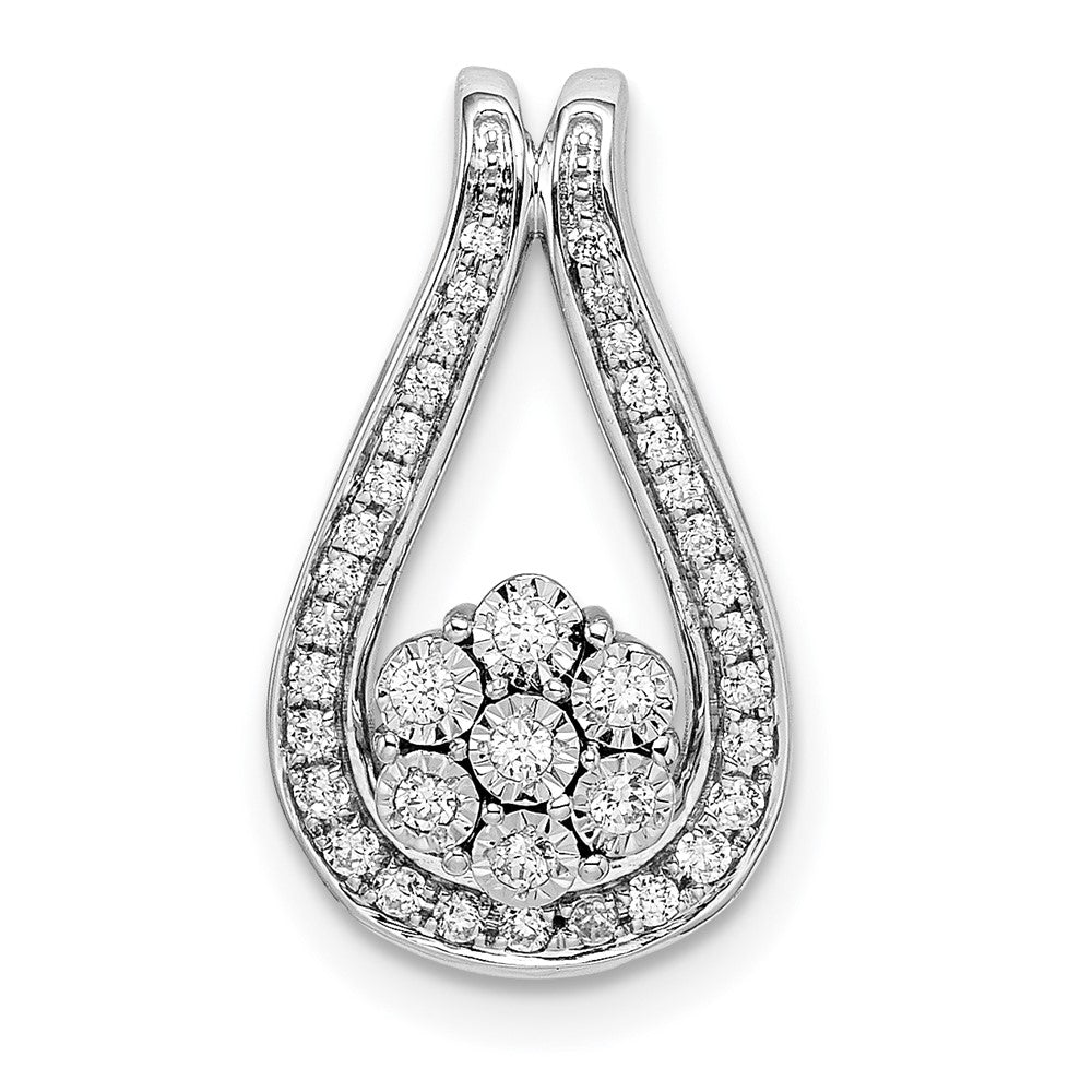 14k White Gold Polished Fancy Diamond Slide