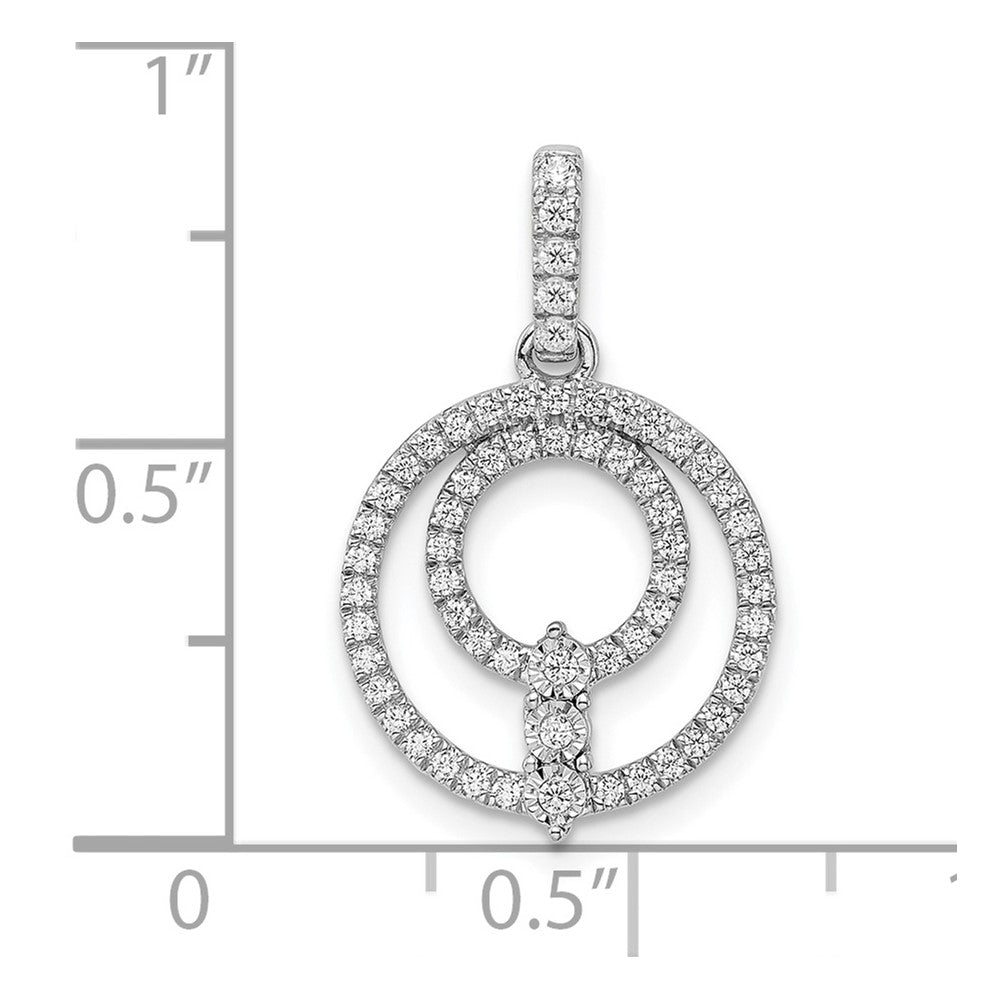14k White Gold Circle Diamond Pendant