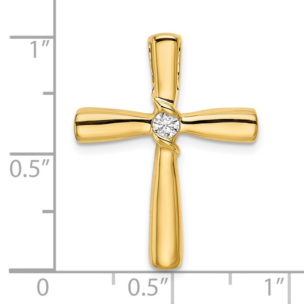 14k Polished Diamond Cross Chain Slide