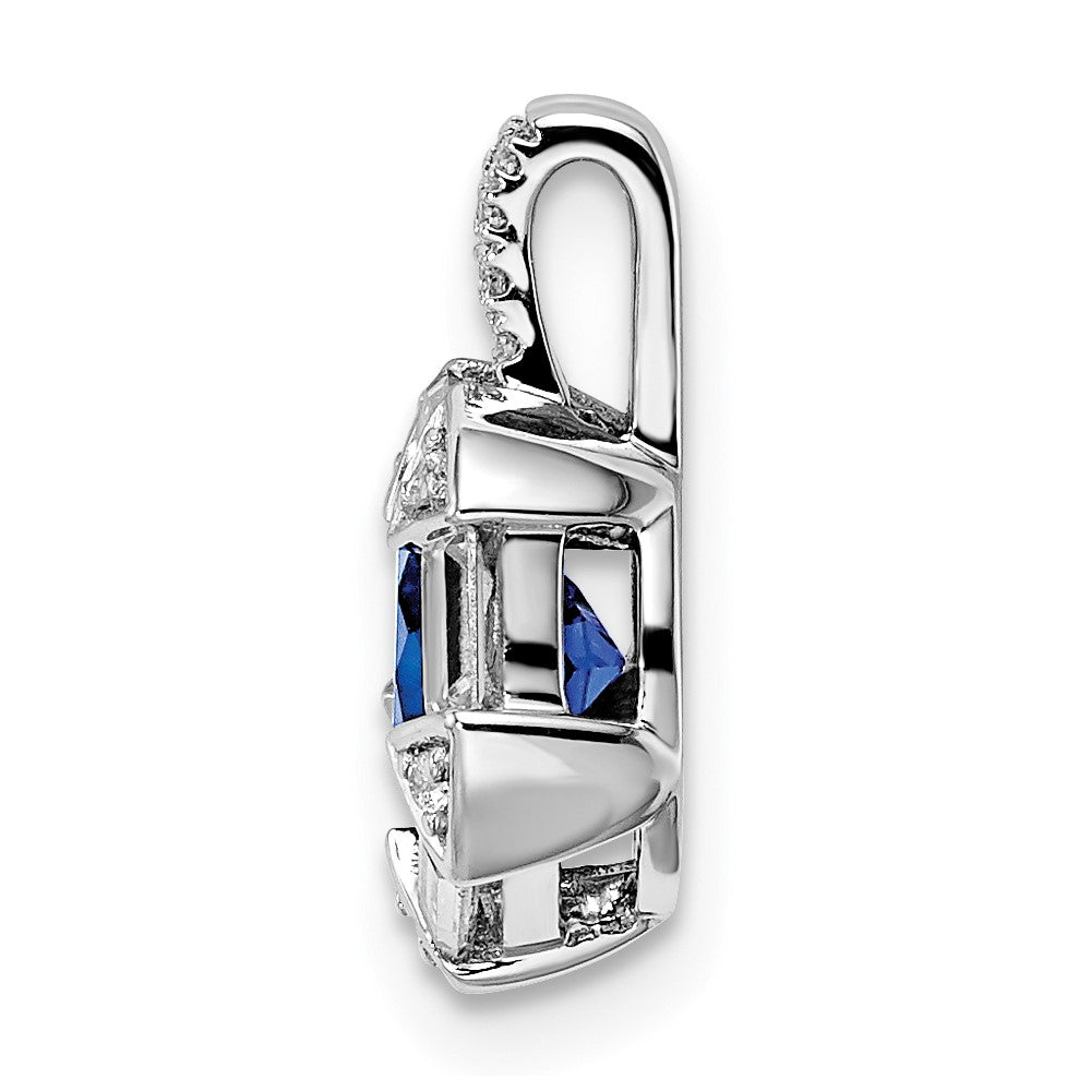 14k White Gold Sapphire and Diamond Chain Slide