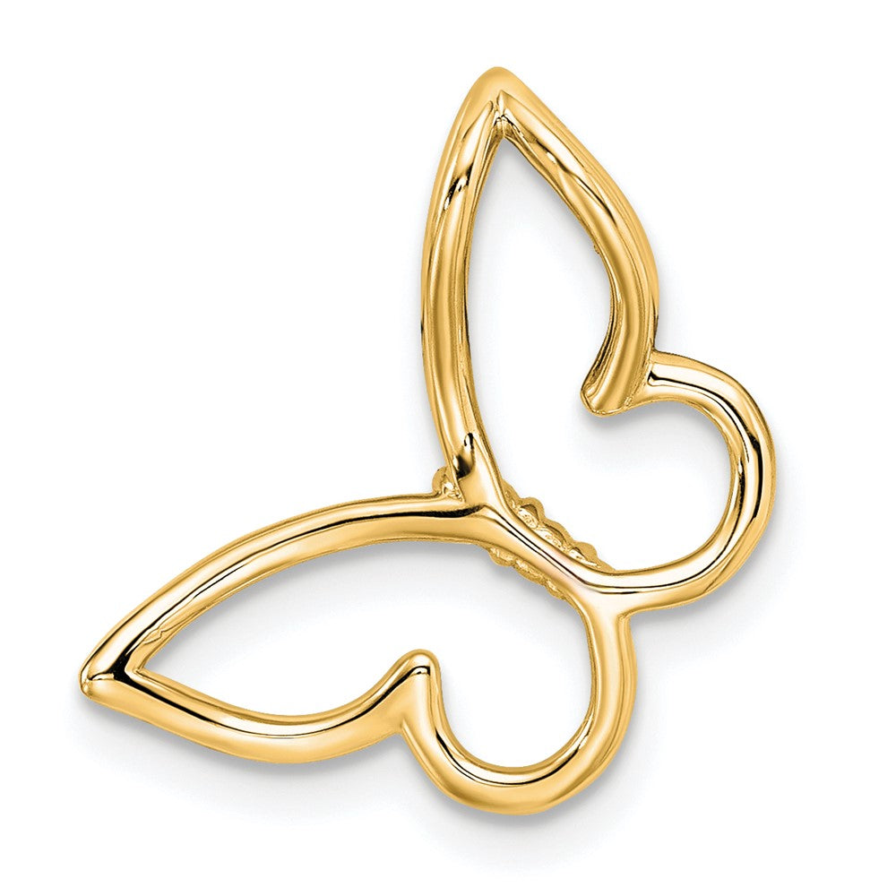 14k Polished Butterfly Diamond Chain Slide