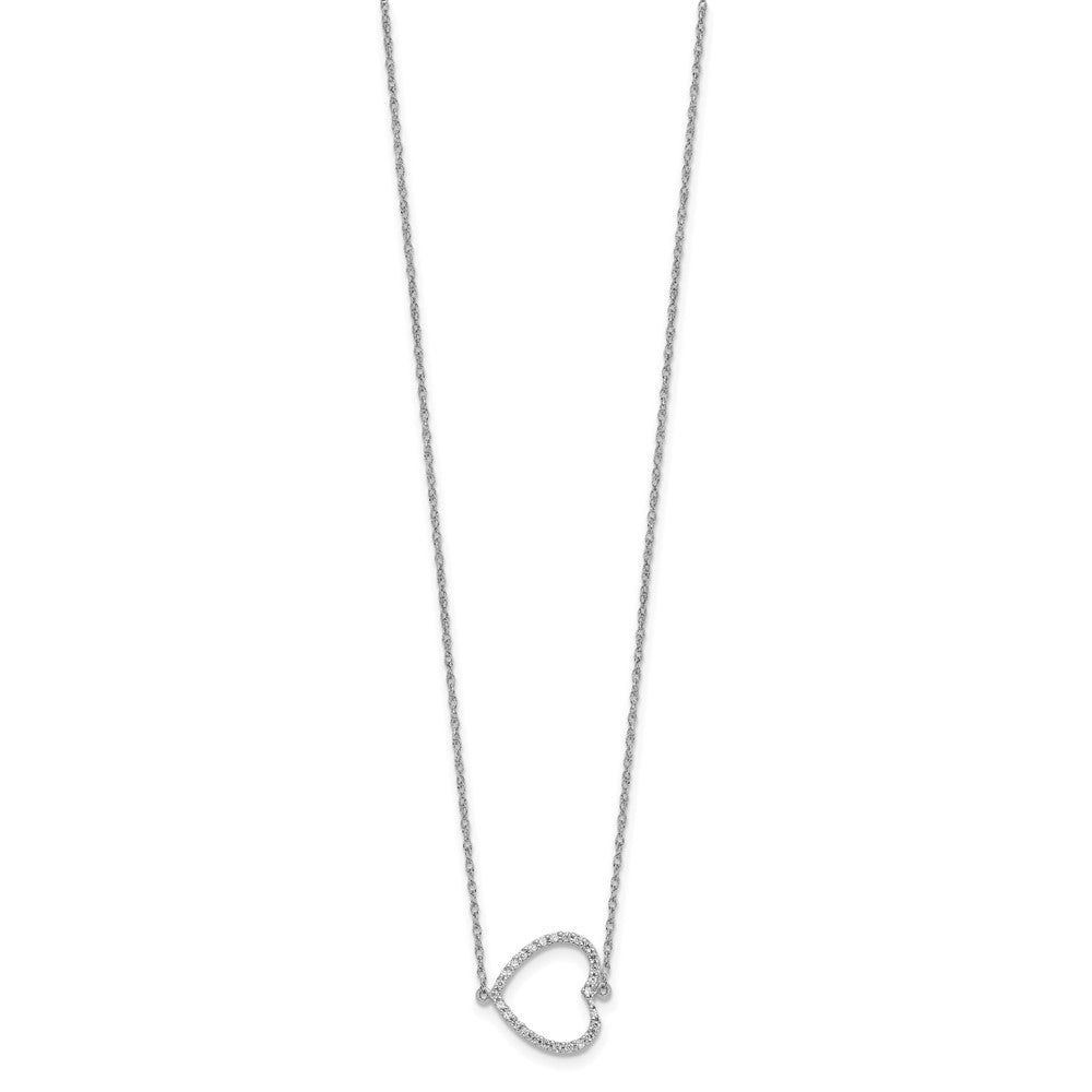 14k White Gold Sideways Diamond Heart 18in Necklace