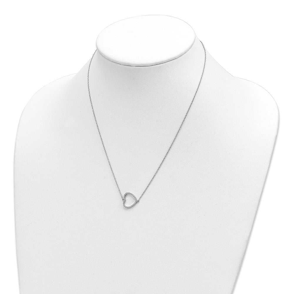 14k White Gold Sideways Diamond Heart 18in Necklace