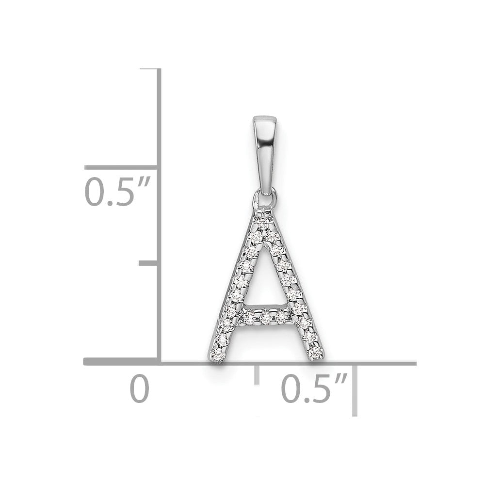 14K White Gold Diamond Letter A Initial Pendant